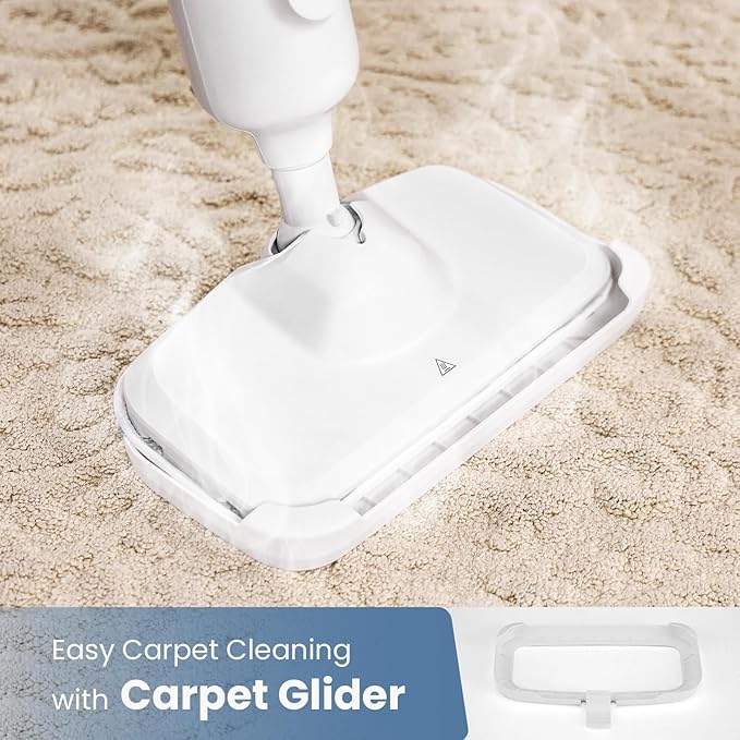 DUMOS Steam Mop for Floor Cleaning, Detachable Handheld Steam Cleaner, Suitable for All Floors Like Tiles, Hardwood, Stone, Lightweight with 2 Washable Pads,White and Green