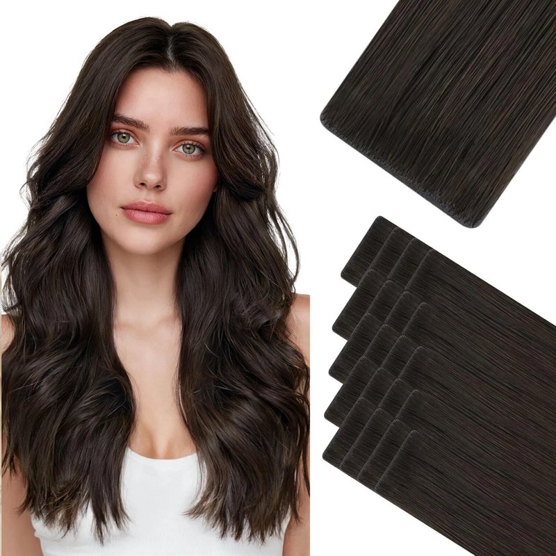 Invisi Edge Tape-In Hair Extensions - 10 Inch 30g 20pcs Dark Brown Seamless Real Remy Hair