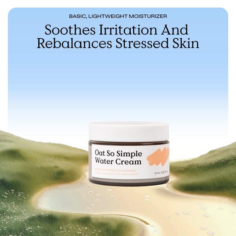 KraveBeauty Oat So Simple Water Cream Moisturizer, Calming, Lightweight Hydrating Gel Face Cream for Sensitive Skin with Oat Extract & Squalane, Fragrance Free, 80 mL