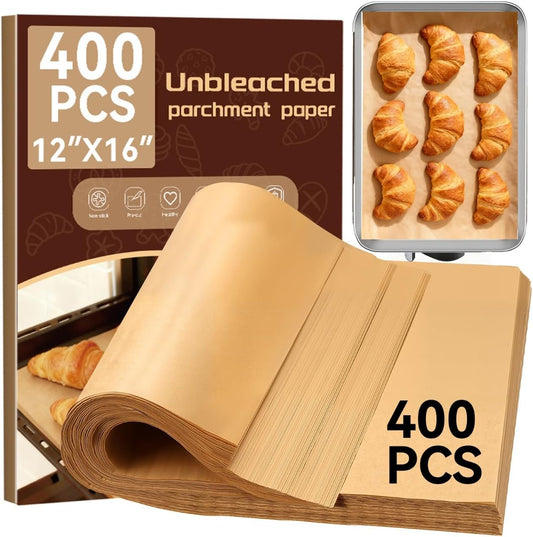 YUANYE Parchment Paper Baking Sheets - 400PCS Unbleached Precut 12"x16" Non-Stick for Oven & Air Fryer