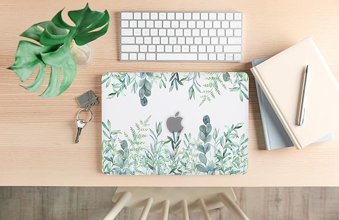 iDonzon Case for MacBook Pro 13 inch M2 M1 A2338 A2289 A2251 A2159 A1989 A1706 2023-2016 Release with Touch ID, 6 in 1 Matte Clear Shell&Keyboard Cover&Screen Protector&Webcam Cover, Green Plants