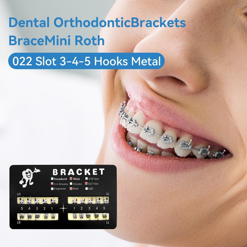 SEAVERRS 200pcs/Pack 022 Slot Bondable with Hook on 345 Teeth Model Mini Roth Brackets Roth,10 pieces per pack 20 pieces per pack.