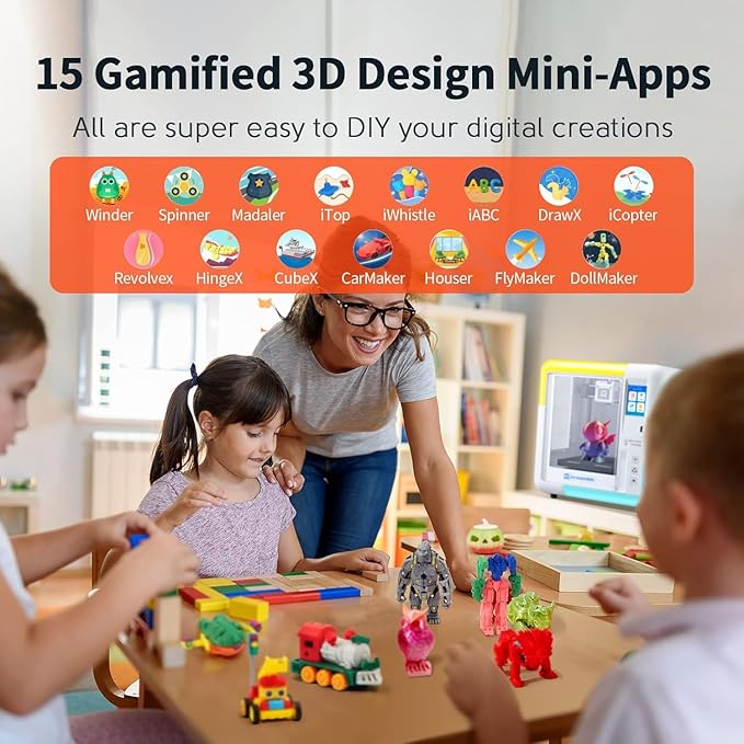 AOSEED X-Maker 3D Printer for Kids and Beginners, Fully Assembled High-Speed 3D Printer with Auto Leveling Bed, Wi-Fi Printing, High Precision Small 3D Print with App, PLA Filament Supported