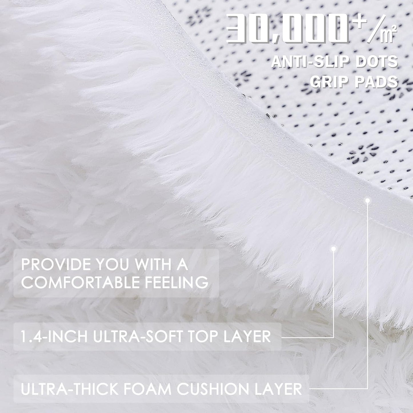 OLANLY Runner Rugs - Machine Washable Soft Fluffy Shaggy Design | Perfect for Hallway, Bedroom & Nursery Decor - White