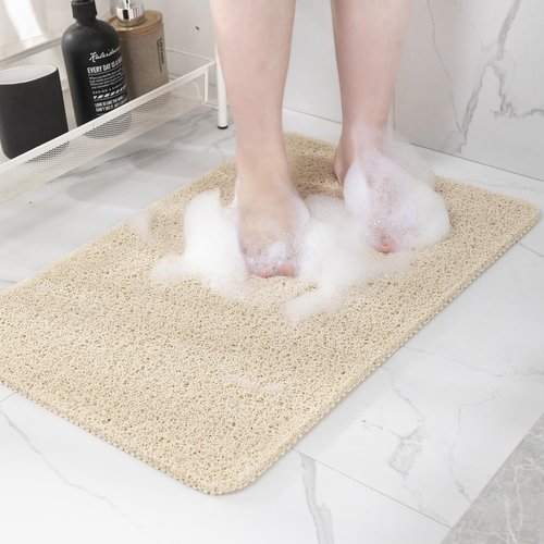 Hargiis Non-Slip Bathtub Mat, Anti Slip Shower Mat, Fast Drying Bathtub Mats, Foot Scrubber Mat, Anti Slip Mat for Tub, Floor, Bathroom, Kitchen, Home, Hotel (Beige 71"×24")