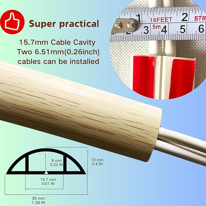 BEIEBIJOB Self Adhesive Floor Cord Cover, Cable Protector, 3.3ft, Beige