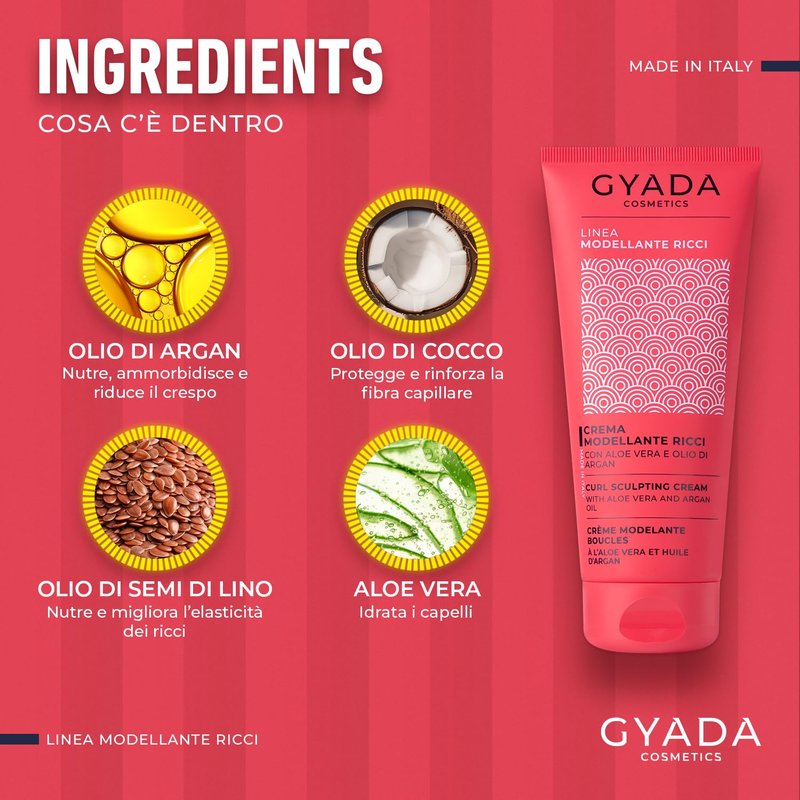 GYADA Curl Defining Cream - Styling Leave In Product for Curly And Wavy Hair with Frizz Control & Moroccan Argan Oil - Vegan & Green Formula - Cruelty Free - 6.76 fl oz
