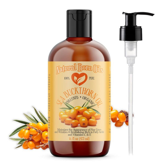 Sea Buckthorn Oil 16oz - 100% Pure Organic Cold-Pressed Oil | Revitalizing with Pump & Dropper