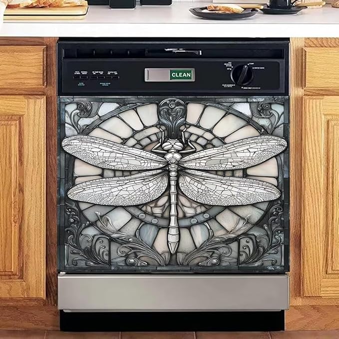 Dishwasher Magnetic Cover Front Door Dragonfly Refrigerator Magnet Decor Magnetic Sheet Sticker for Kitchen Appliance 23X17 in