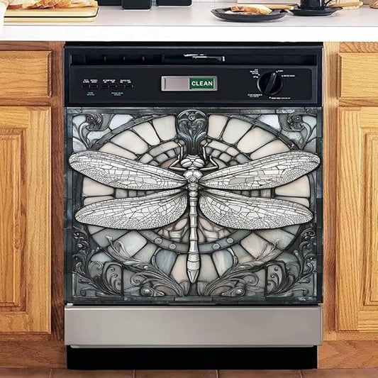 Dishwasher Magnetic Cover Front Door Dragonfly Refrigerator Magnet Decor Magnetic Sheet Sticker for Kitchen Appliance 23X17 in