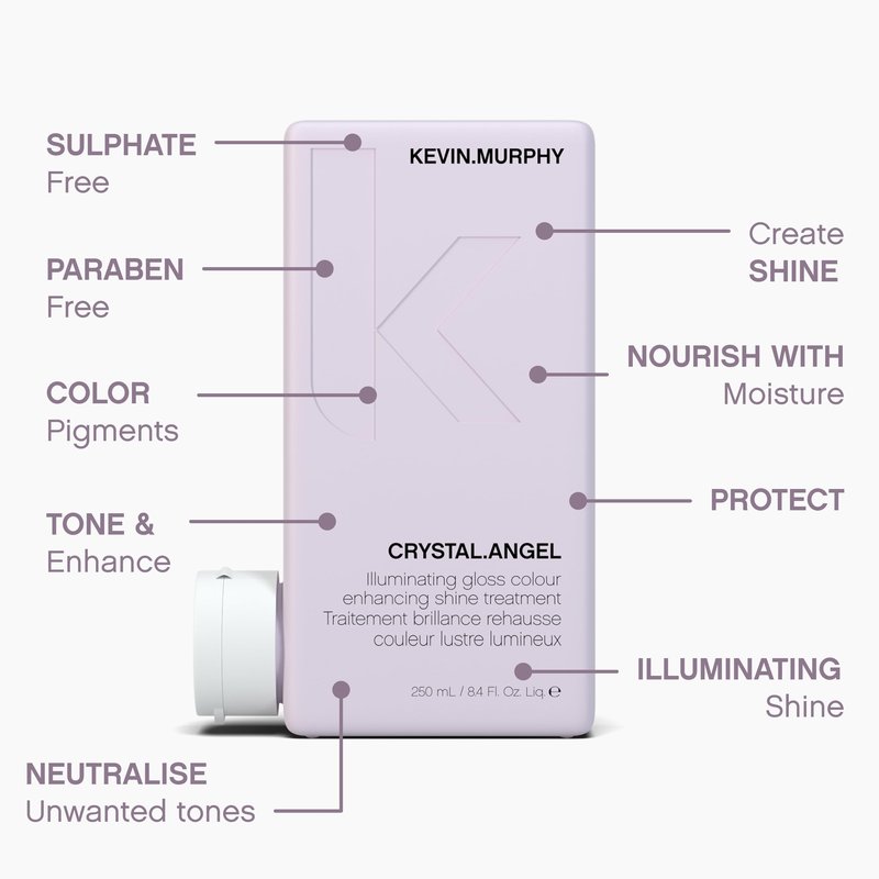 KEVIN.MURPHY CRYSTAL.ANGEL - Colour Shine Hair Treatment - For Colour Gloss - For Coloured or Natural Hair - For Blonde & White Tones - Repair & Shine - 250 mL / 8.4 fl oz