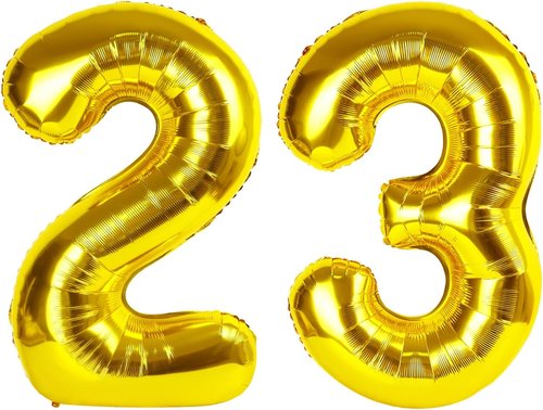Gold Number 23 Balloon - 40 Inch Metallic Birthday Decoration for 23rd Celebration | Party Supplies