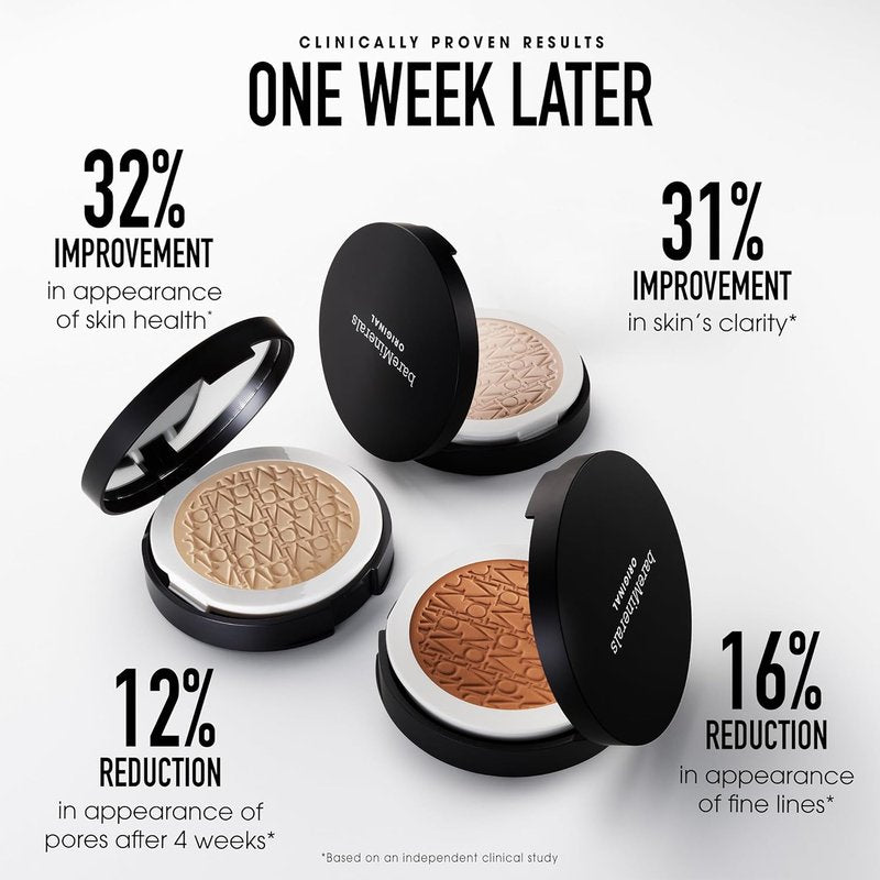 bareMinerals Original Pressed Powder Foundation - Talc-Free, SPF 15, Luminous Finish | Vegan, Buildable Coverage