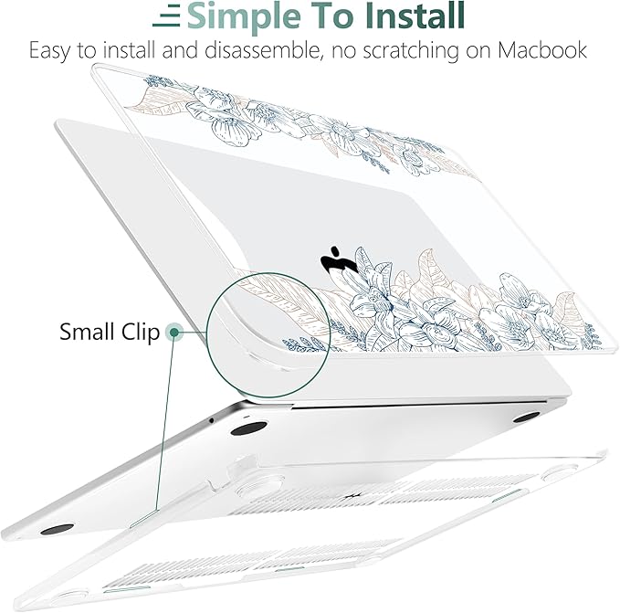 TWOLSKOO for MacBook Air 13 inch Case M4 A3240 M3 A3113 M2 A2681 2025 2024 2022 Plastic Hard Shell, Keyboard Cover, Type C Adapter, Screen Protector for MacBook Air 13.6 inch, Engraved Sketch