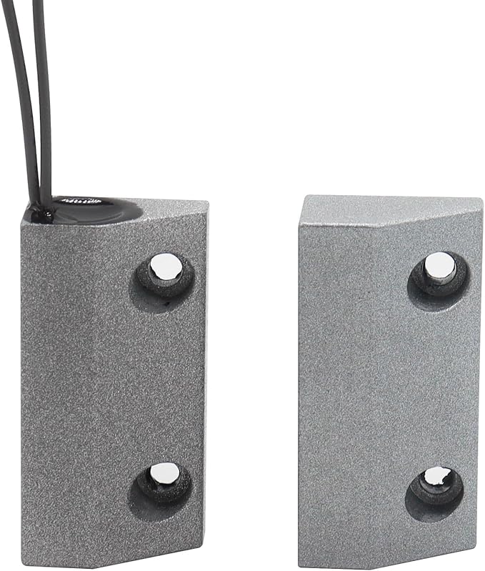 FOCMKEAS Magnetic Reed Switch Wired Surface Mount Normally Closed NC Contact Sensor Alarm Magnetic Door Switch with 2 Wires, Zinc Alloy Sliver, MC-56
