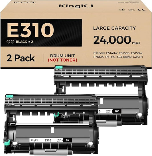E310 E310dw Drum Unit(Not Toner)Black 2-Pack High-Yield Replacement for Dell P7RMX PVTHG 593-BBKD Image-Drum Compatible for Dell E310dw E514dw E515dn E515dw E310 E514 E515 Laser Printer Ink All-in-One