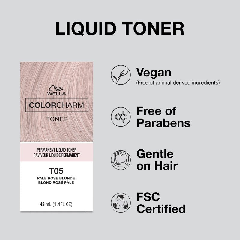 Wella Color Charm Permanent Liquid Creme Hair Color T35 Beige Blonde 42 ml, Neutralize Brass, Free of Parabens, Vegan Formula