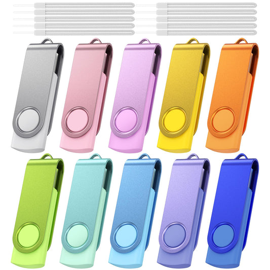 Kepmem 32GB USB Flash Drives 10 Pack 32 GB Thumb Drives Portable Keychain USB Drive Memory Stick Jump Drive with LED Light for Storage and Backup Multipack USB2.0 USB Flash Drive by