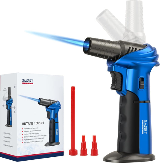 SMART JERRY Mini Torch Gun - Windproof Butane Lighter with Safety Lock | Adjustable Flame Up to 1500℃ for Cooking, BBQ, and Soldering