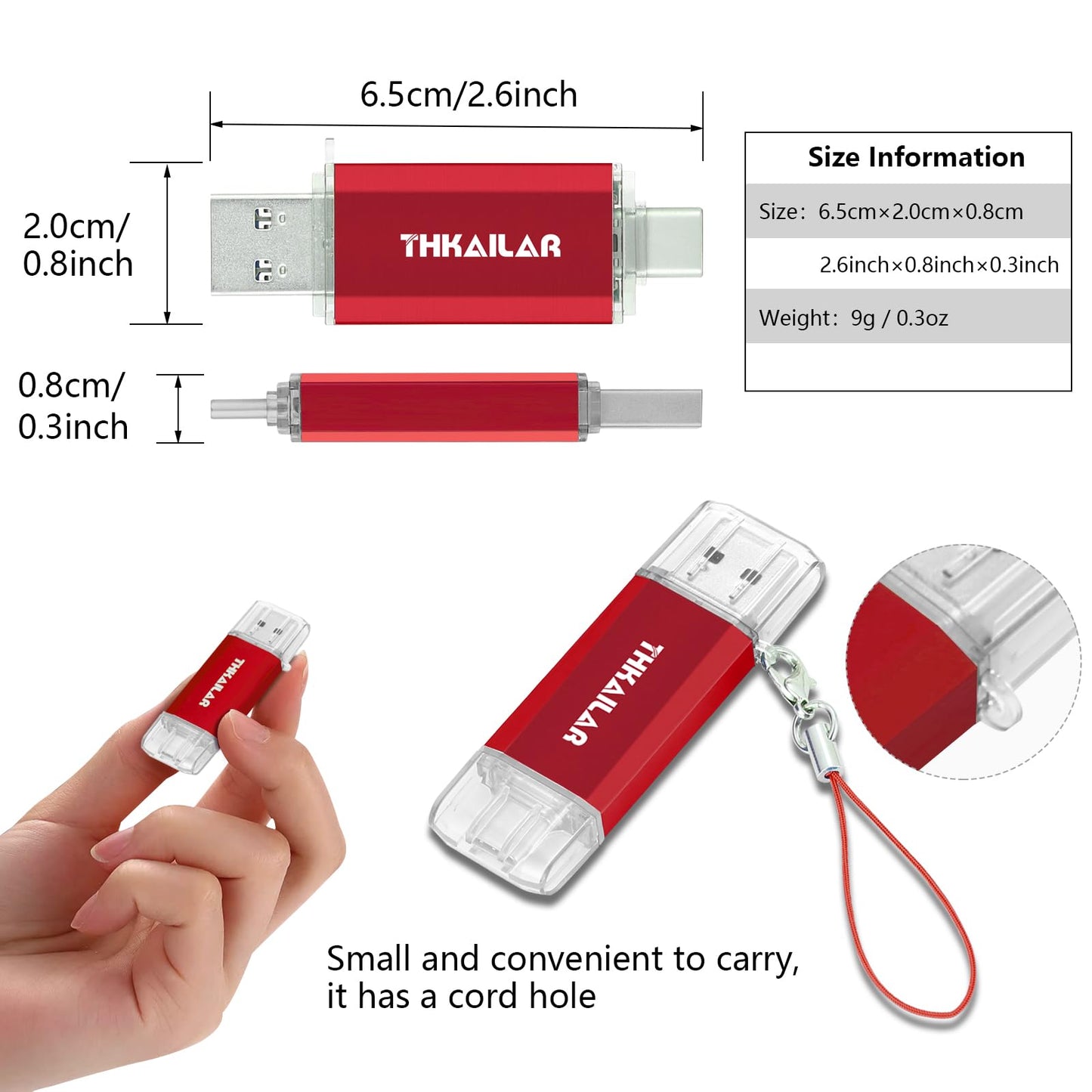 Thkailar 2 Pack USB C Flash Drive 64GB 2 in one OTG USB 3.1 Thumb Drive,Memory Stick for Business Traveler Works,Compatible with Computers,MacBook Pro,Android Phones(Black&Red)