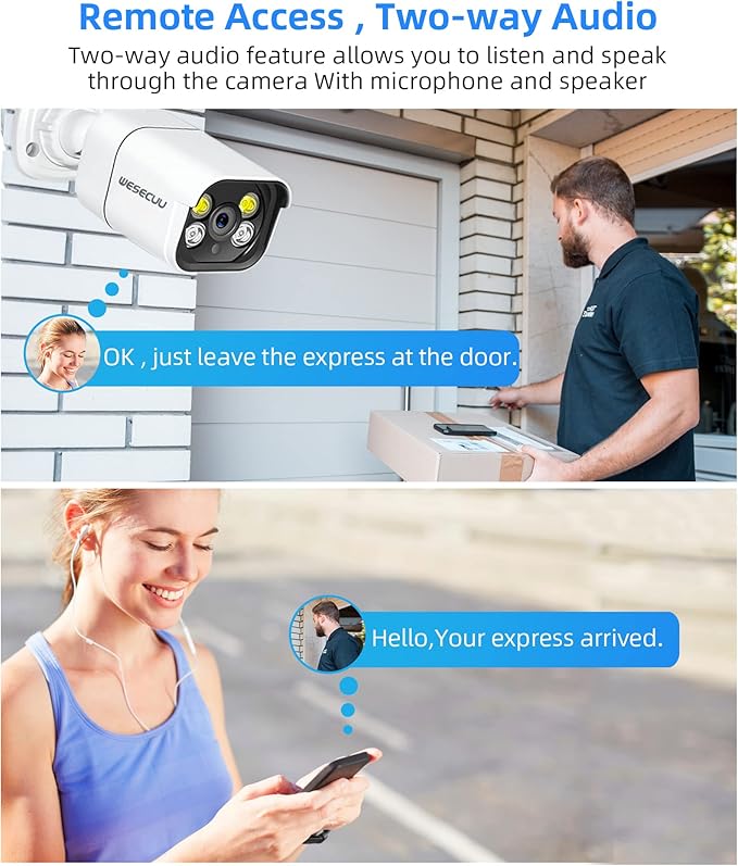 WESECUU Poe Security Camera System, 4K CCTV Camera Security System 4pcs IP Home Security Cameras Outdoor, 2-Way Audio, Human Detection Home Camera System (4CAM)