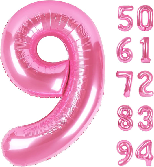 Pink 9 Balloon | 40-Inch Giant Number Balloon for 9th Birthday Decorations & Parties