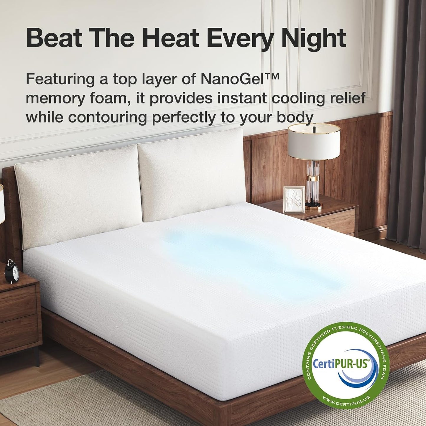 Novilla California King Mattress - 14-Inch Gel Memory Foam for Cooling Comfort | CertiPUR-US Certified, White