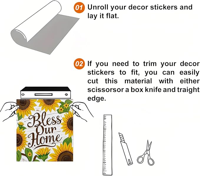 Dishwasher Magnet Cover 23x26 in Hand-Painted White Wood Sunflower Bless Our Home Typography Dishwasher Cover for Kitchen Appliance Decoration Front Panel Sticker Panel Home Decor Decal