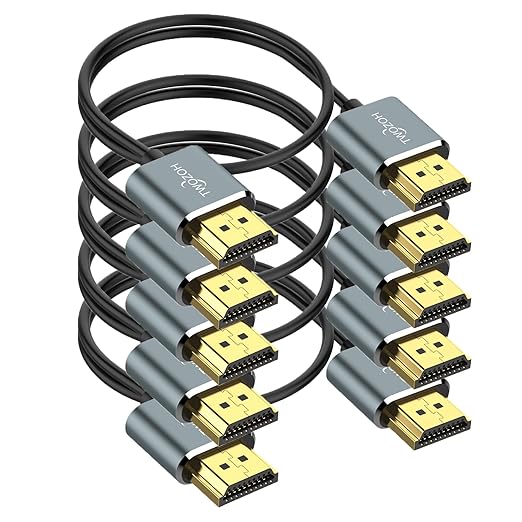 Twozoh Slim 4K HDMI Cable 1FT 5 Pack, Ultra Thin & Flexible Skinny HDMI to HDMI 2.0 Cord Support 4K/60HZ 18gbps Laptop, Monitor, PS5, PS4, Xbox One, Fire TV