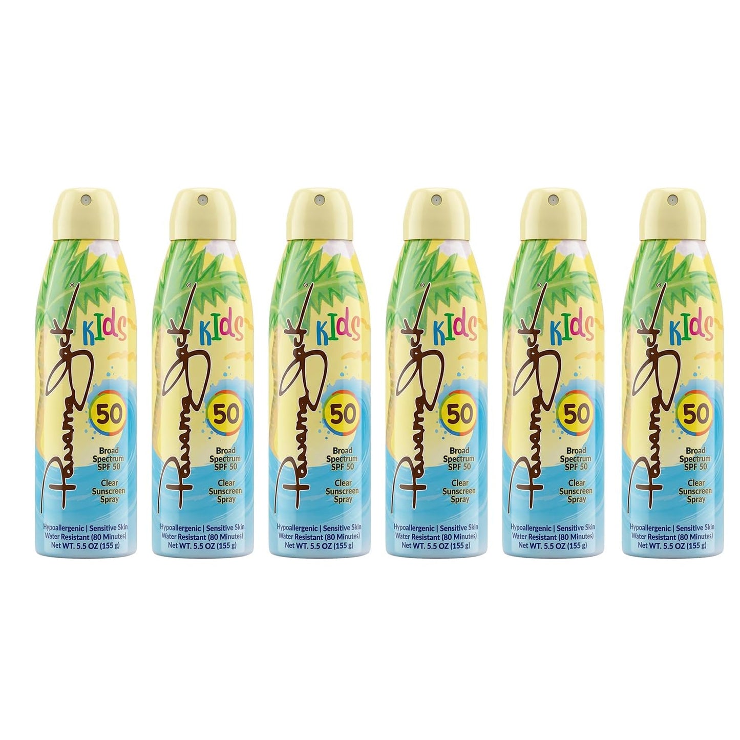 Panama Jack Kids Sunscreen Spray - SPF 50, Broad Spectrum UVA/UVB Protection, Hypo-Allergenic, PABA, Paraben, Gluten & Cruelty Free, Water Resistant (80 Minutes), 5.5 OZ (Pack of 2)