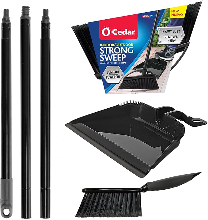O-Cedar Sweep & Spin Mop Duo | EasyWring Mop + Strong Sweep Broom & Brush