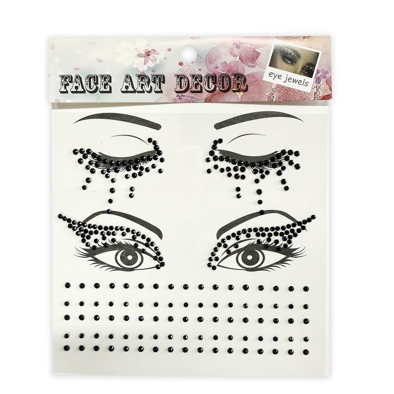 Winged Eyeliner Glam Face Gems - Crystal Eye Jewels Stick-On Tattoos | 3-Pack