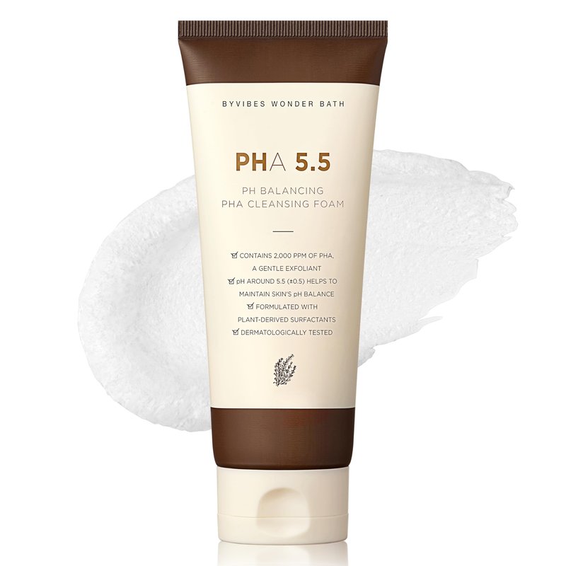CHOSUNGAH BEAUTY PH Balancing PHA Cleansing Foam - Korean Face Wash for Sensitive Skin, Gentle Hydrating Facial Cleanser, Exfoliating Skin care, 4.4 Fl Oz (130ml)