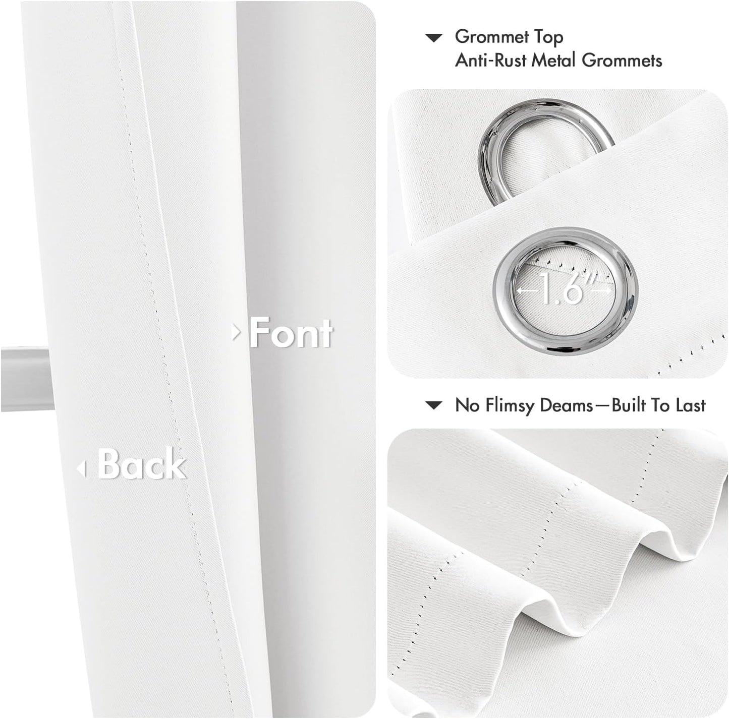 MIULEE Pure White Room Darkening Curtains - Thermal Insulated Energy Saving Drapes | 63 Inches Long, 2 Panels