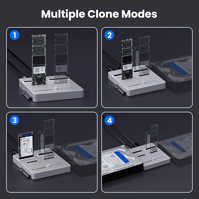 Coolpie CR311 3-in-1 SSD Cloner, USB3.2 Gen2*2 M.2 Reader, Supports M.2 NVMe/SATA, SATA 2.5''/3.5'' HDD