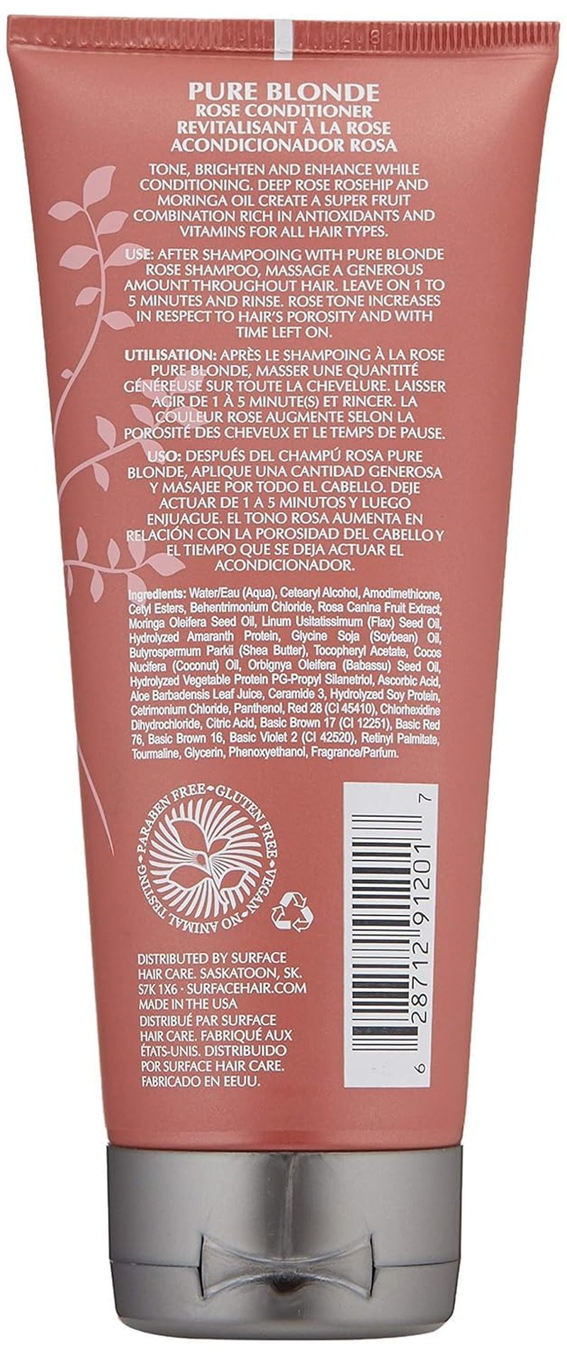 Surface Hair - Pure Blonde Rose Conditioner -Tones, Brightens & Protects Hair - 7 fl oz