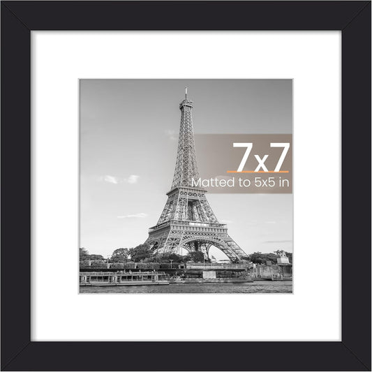 Upsimples 7x7 Picture Frame - Versatile Display for 5x5 or 7x7 Photos | Black, 1 Pack