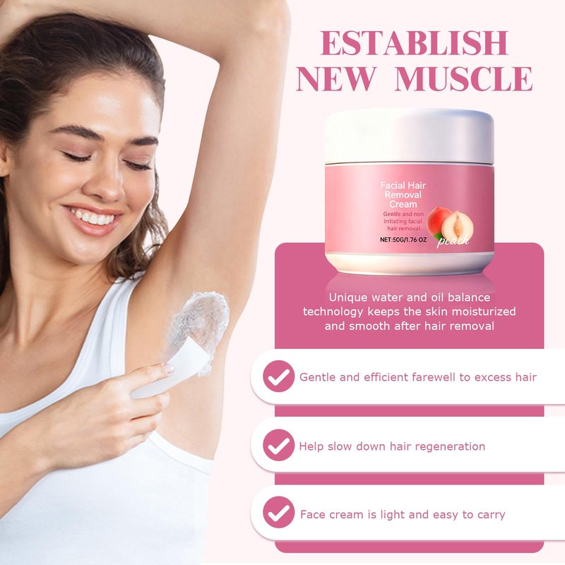 2PC Facial Hair Removal Cream, Natural Aloe Vera & Chamomile Quick Gentle Fast-Acting Hair Remover Cream for Face & Lip, Moisturizing Nourishing Non-sticky, Effectively smooths skin (2)