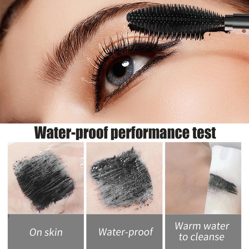 Tiejdhr Telescopic Tubing Mascara, 2 in 1 Vibely Long-Lasting Waterproof & Smudge-Proof 4D Silk Fiber, Volume and Length Black No Flaking and No Clumping (Pack of 1)