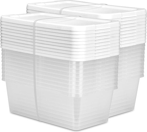 Clear Plastic Storage Boxes by 20-Pack | Stackable 6 Quart Bins for Closet, Kitchen & Office Organization