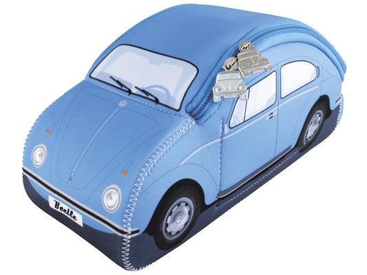 BRISA VW Collection - Volkswagen Neoprene Universal Makeup Cosmetics Toiletry Travel Pharmacy Bag in Beetle Design (Light Blue/Large)
