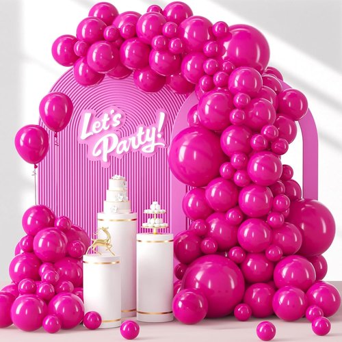 Awenztech Hot Pink Balloon Arch Kit - 120pcs Latex Balloons in Various Sizes for Parties & Events