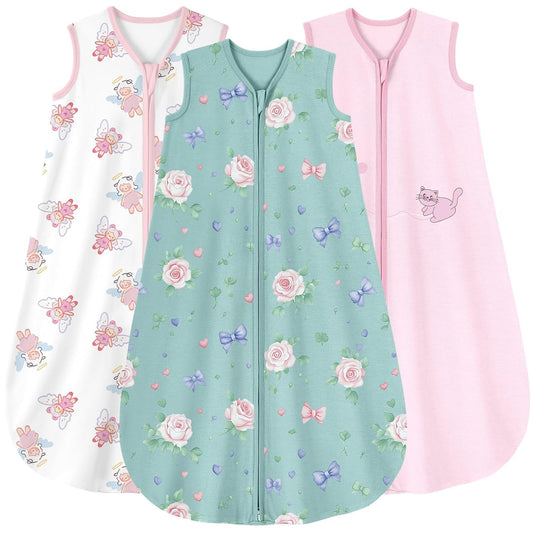 Yoofoss Baby Sleep Sack - 100% Organic Cotton Wearable Blanket for 18-24 Months | Lightweight 2-Way Zipper, TOG 0.5