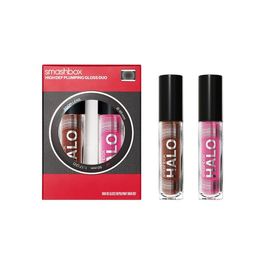 Smashbox Halo Lip Gloss Duo | Full Size, Non-Sticky, Hydrating & Plumping Lip Gloss Gift Set | Hyaluronic Acid and Vitamins C + E