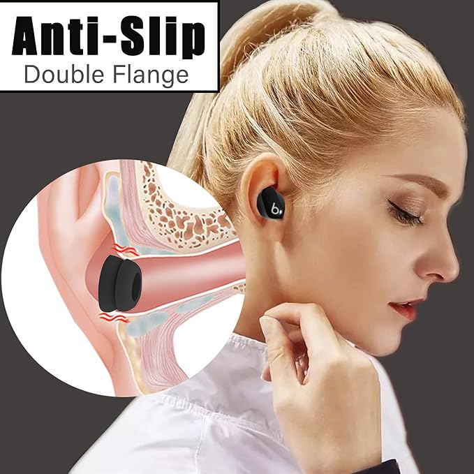 Luckvan Double Flange Ear Tips for Beats Studio Buds Replacement Earbuds Tips for Beats Earbuds/Fit Pro/Solo Buds, 6 Pairs LMS Black