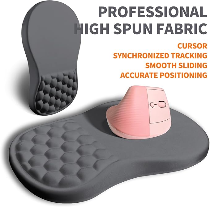 Armanza Ergonomic Joint Wrist Support Mouse Pad with Memory Foam Cushion Massage Bump, Carpal Tunnel Pain Relief Mousepad Slope Design for Wrist Rest, 11.8x7.9 in, DimGray