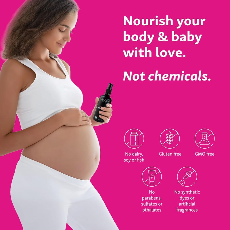 Glow Organics Belly Oil - Organic Pregnancy Skincare for Stretch Marks & Scars | Fast-Absorbing 95ml