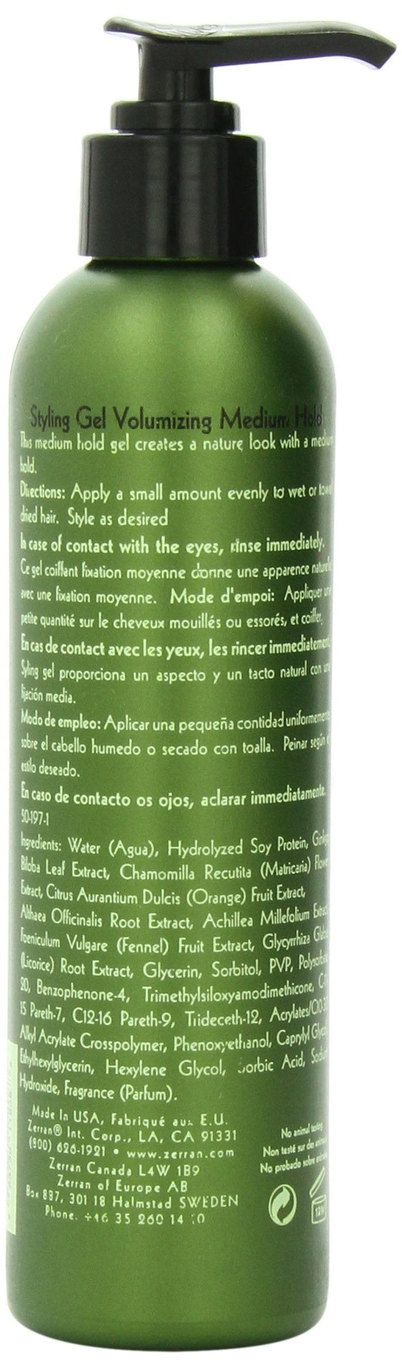 Zerran Hair Styling Gel, 8 Ounce