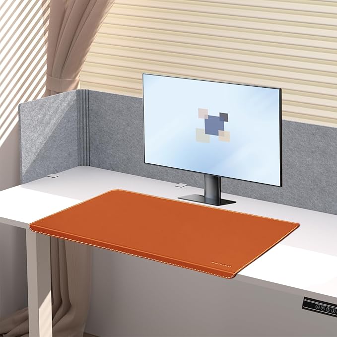 ERGO COLLECT Desk Mat with Lip & Reinforced Stitched Edge|Non-Slip Waterproof PU Leather Desk Pad|Ergonomic Keyboard Mouse Pad with Edge Protector|for Office, Home, Study(23.6" x 16.5",Brown)