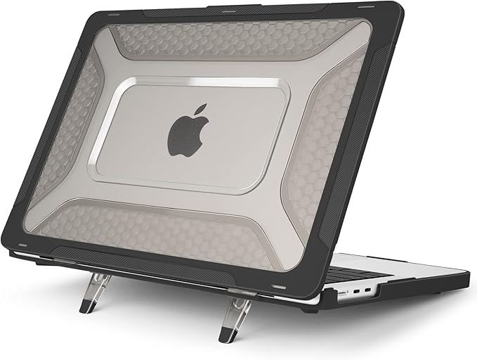 Batianda Extreme Heavy Duty Case for New MacBook Air 13.6 inch 2026 M5 2025 M4 2024 M3 2022 Release - Anti-Slip Rubberized Stand (Holds 25lbs) Honeycomb Exoskeleton Max Cooling & Stability - Black